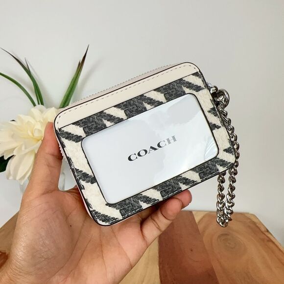NWT Coach Zip Card Case With Houndstooth Print - Picture 4 of 7